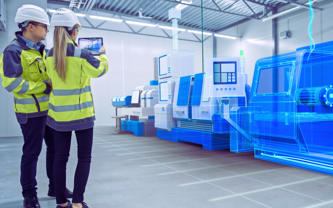 Deux techniciens évoluent dans un environnement de l’industrie 4.0