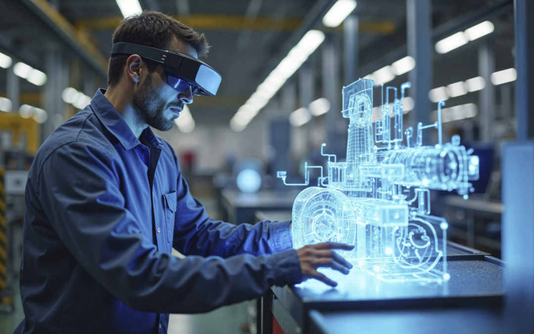 Un technicien de l'industrie utilise des lunettes de réalité virtuelle.